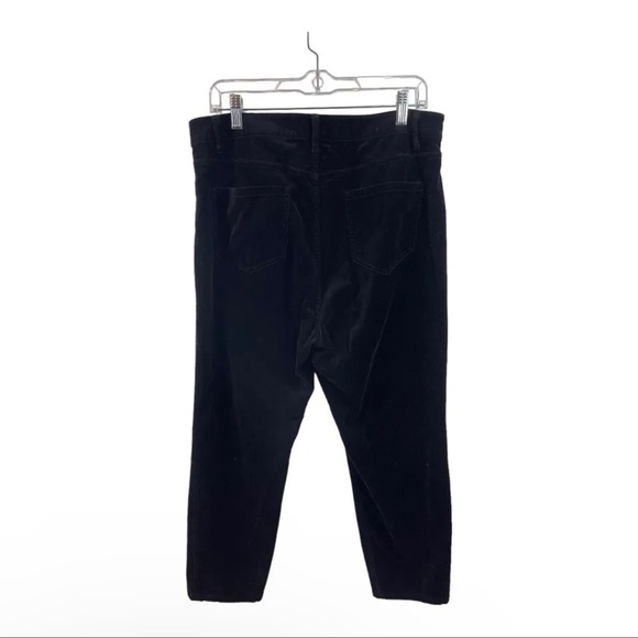 J Jill Black Velvet Straight Leg Pants Size 14 Zip Button Pockets. - Picture 2 of 6